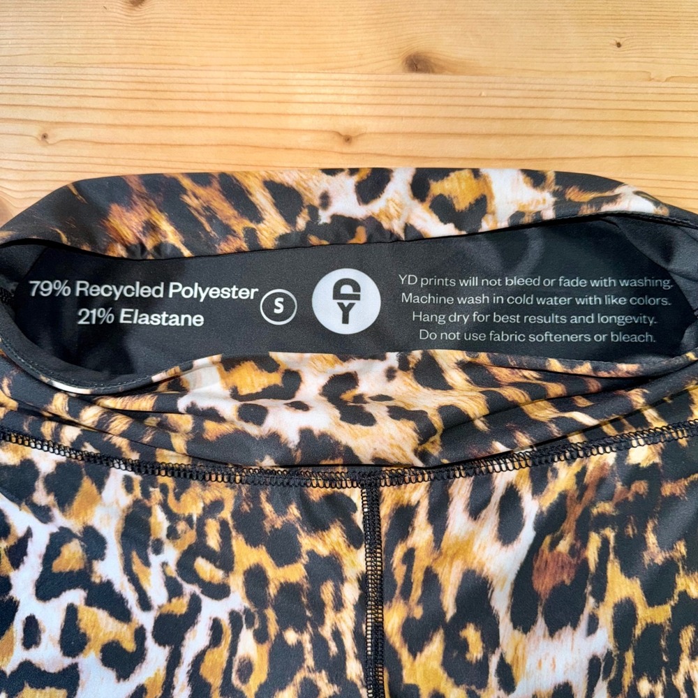 DY Leopard Print Leggings High Waist Activewear Recycled Polyester Size S